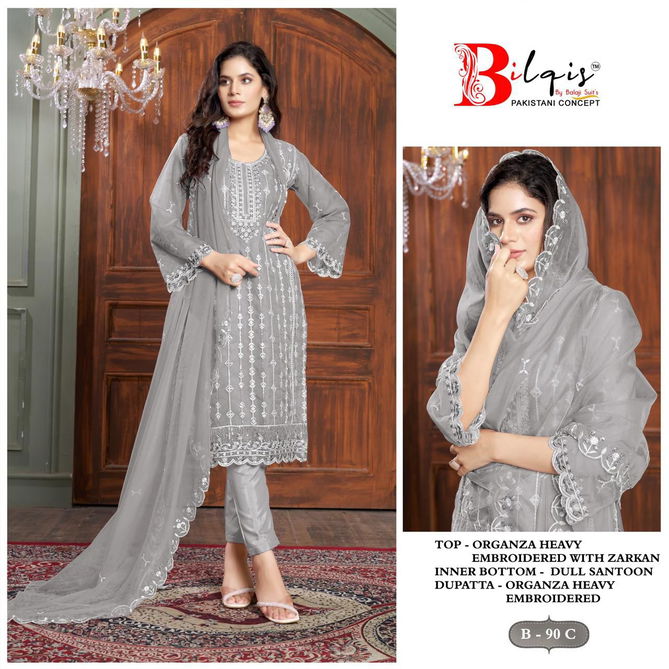 Bilqis B 90 A to D Embroidery Organza Pakistani Suits Wholesale Shop In Surat